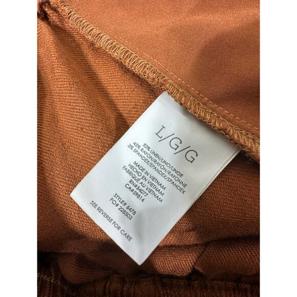 Cabi Cruise Crop Pants Size Large (33x24) Sienna Brown Wide Leg Linen Blend 6478 - Picture 6 of 12